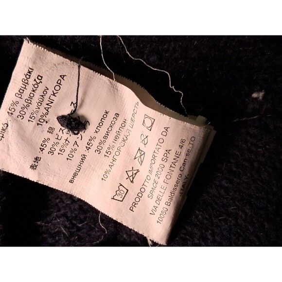 Bomboogie One Size Button Fasten Poncho Cardigan Sweater Part Angora Navy Blue - Picture 12 of 12